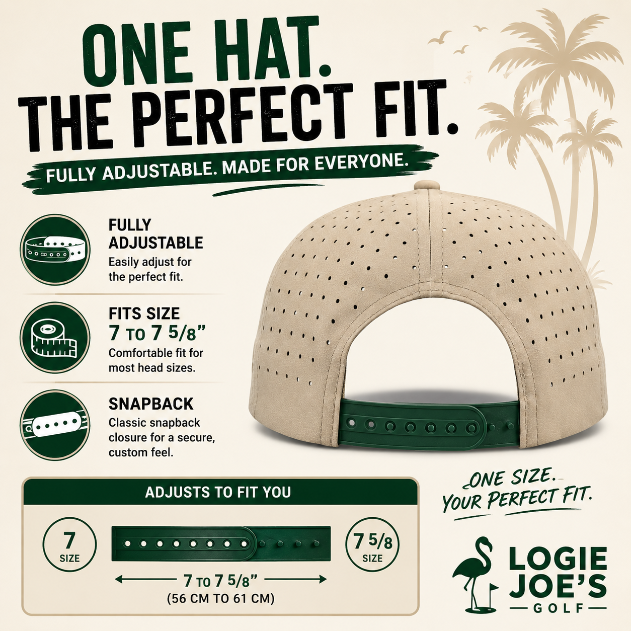 Coconut Cocktail Golf Hat | Snapback Cap | Built-in Magnetic Ball Marker Holder + Marker Included | Adjustable Coconut Cocktail